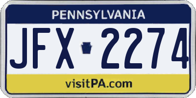PA license plate JFX2274