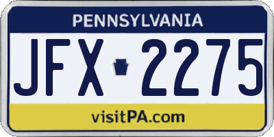 PA license plate JFX2275