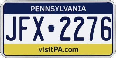 PA license plate JFX2276