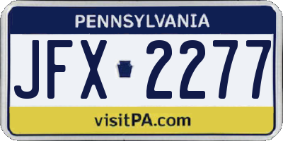 PA license plate JFX2277