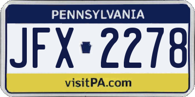PA license plate JFX2278