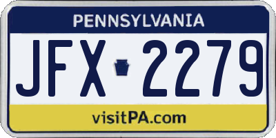 PA license plate JFX2279
