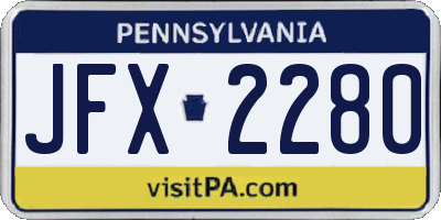 PA license plate JFX2280