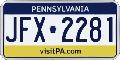 PA license plate JFX2281