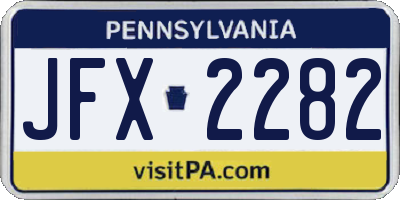 PA license plate JFX2282