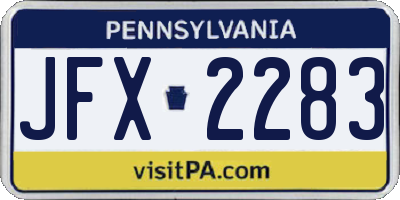 PA license plate JFX2283