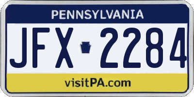 PA license plate JFX2284
