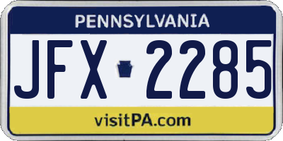 PA license plate JFX2285