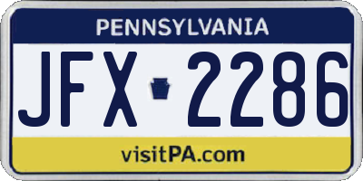 PA license plate JFX2286