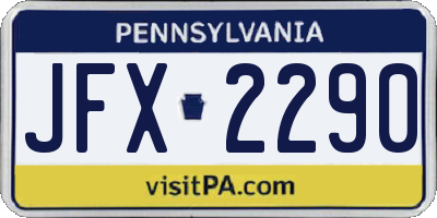 PA license plate JFX2290