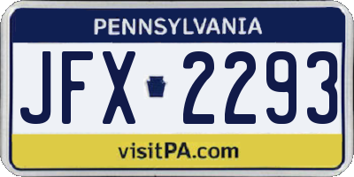 PA license plate JFX2293