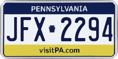 PA license plate JFX2294