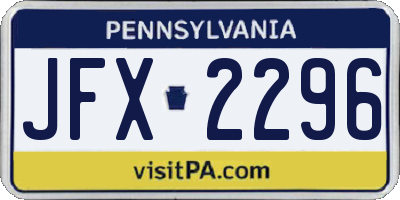 PA license plate JFX2296