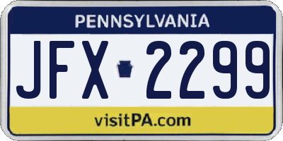 PA license plate JFX2299