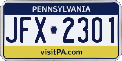 PA license plate JFX2301
