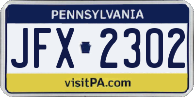 PA license plate JFX2302