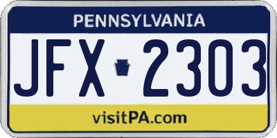PA license plate JFX2303