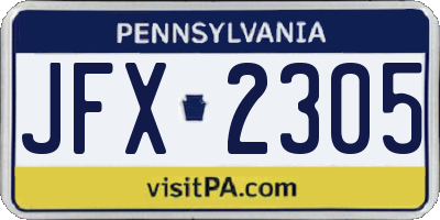 PA license plate JFX2305