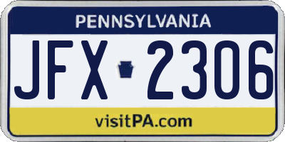 PA license plate JFX2306