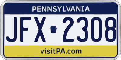 PA license plate JFX2308