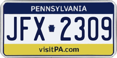 PA license plate JFX2309