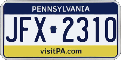 PA license plate JFX2310