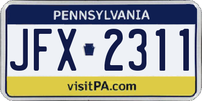 PA license plate JFX2311