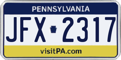 PA license plate JFX2317
