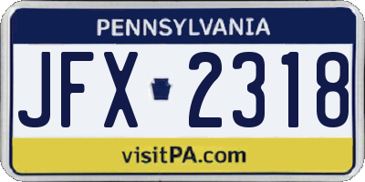 PA license plate JFX2318
