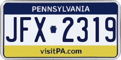 PA license plate JFX2319