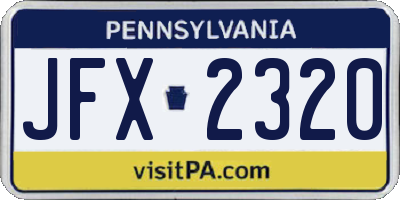 PA license plate JFX2320