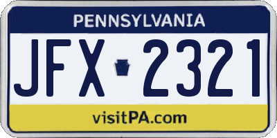 PA license plate JFX2321