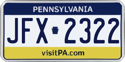 PA license plate JFX2322