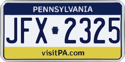 PA license plate JFX2325