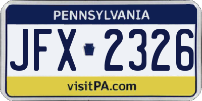 PA license plate JFX2326