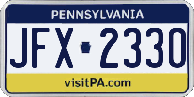 PA license plate JFX2330
