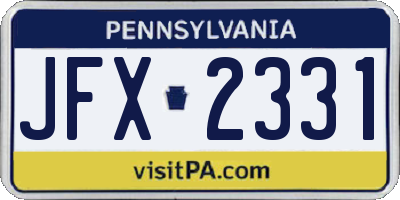 PA license plate JFX2331