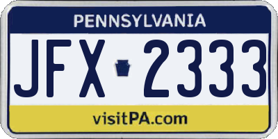 PA license plate JFX2333