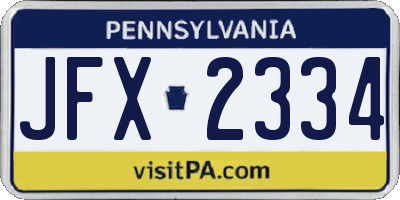 PA license plate JFX2334