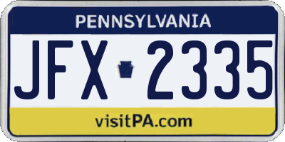 PA license plate JFX2335