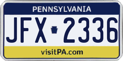 PA license plate JFX2336