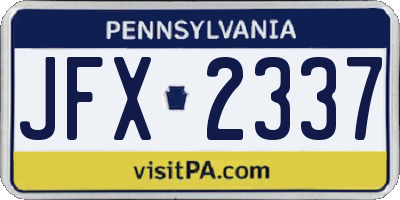 PA license plate JFX2337