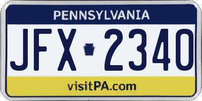 PA license plate JFX2340