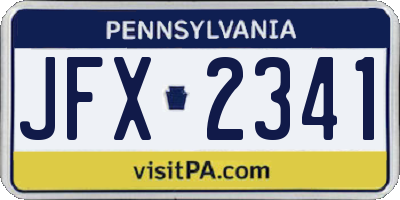 PA license plate JFX2341