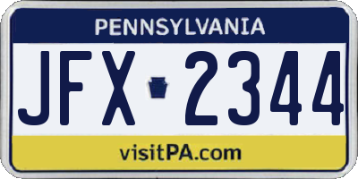 PA license plate JFX2344