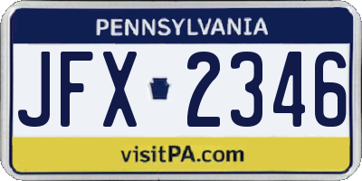 PA license plate JFX2346