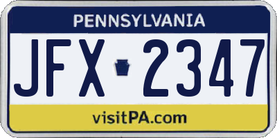 PA license plate JFX2347