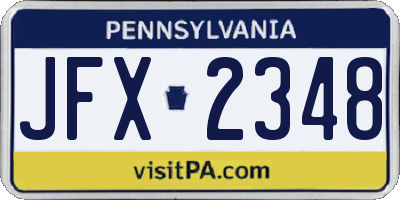 PA license plate JFX2348