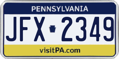PA license plate JFX2349