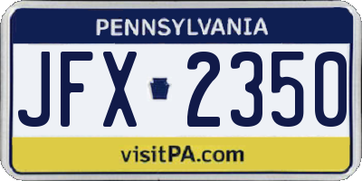 PA license plate JFX2350
